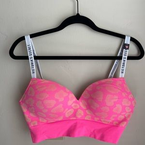 Victorias Secret Cheetah Pink Leopard Padded Bra - Size L/G No Underwire